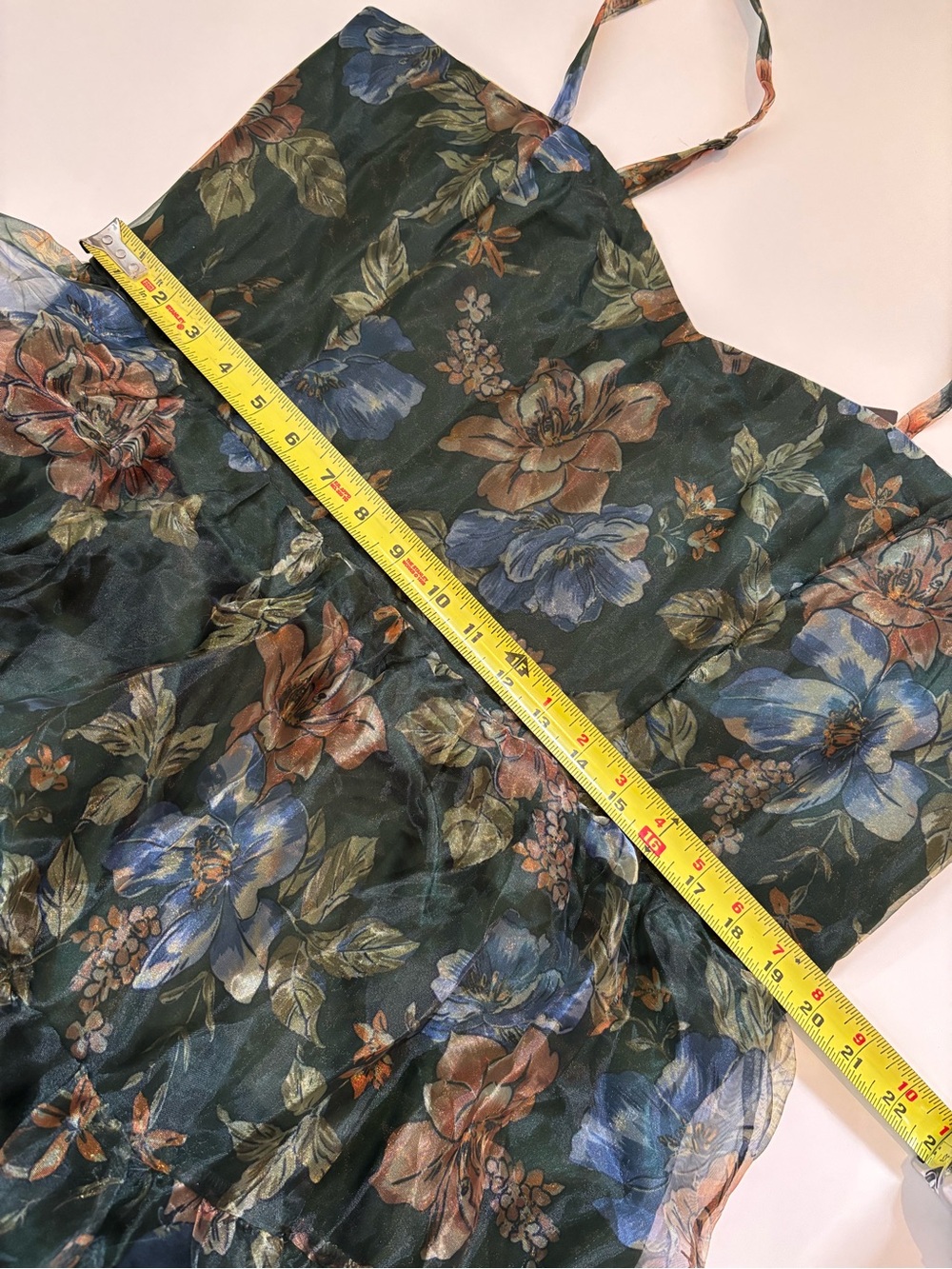 Lulus Exclusive Glamour Green Floral Organza Tiered Maxi Dress 2X - Picture 10 of 14